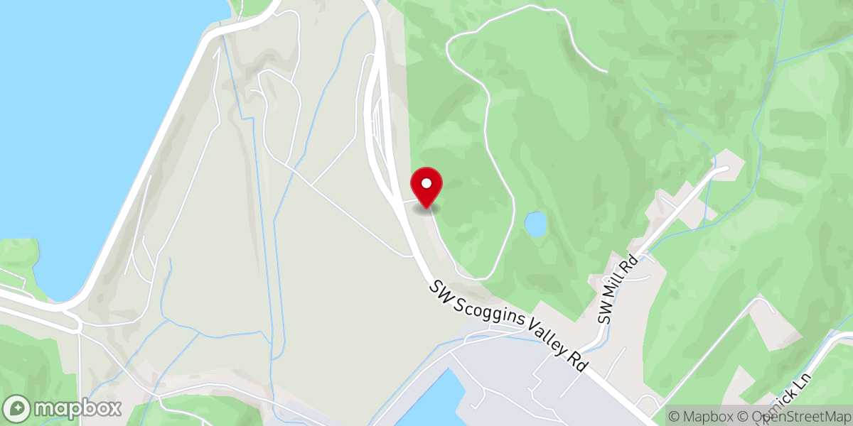 Map showing location of Scoggins Valley Church