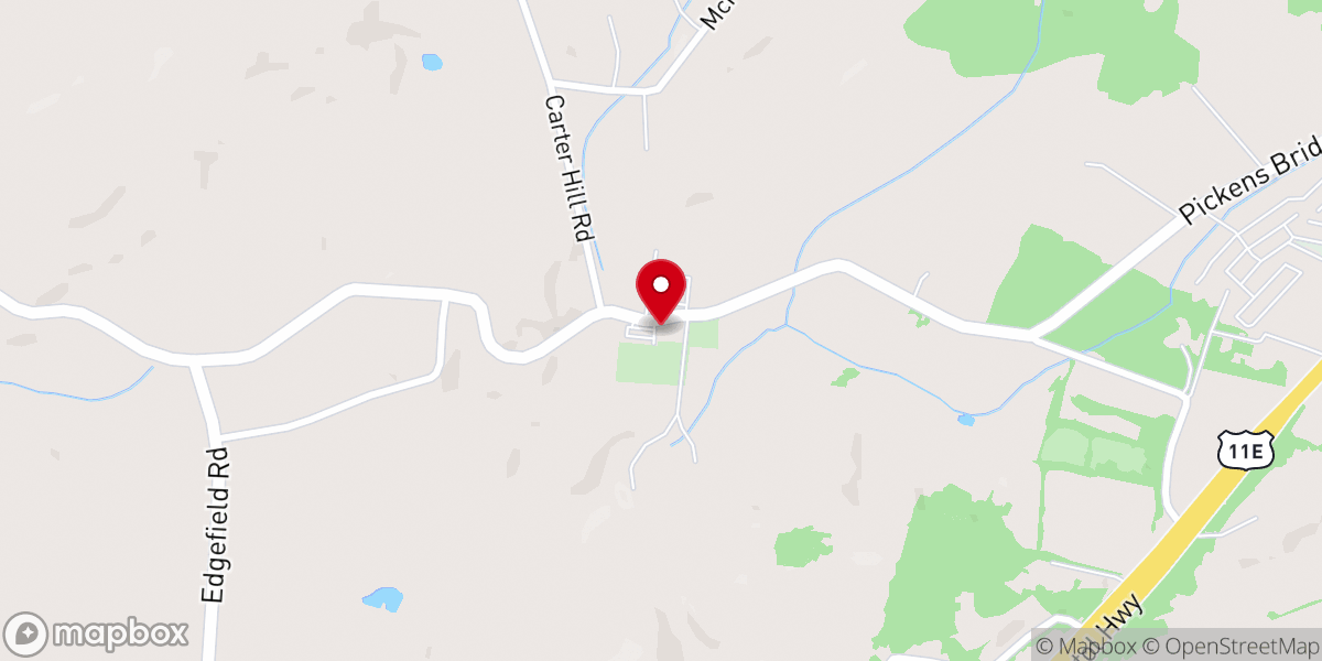 Map showing location of Edgefield Methodist Church
