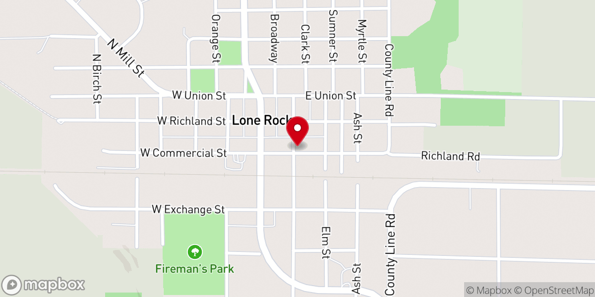 Map showing location of Lone Rock Community Congregational Church