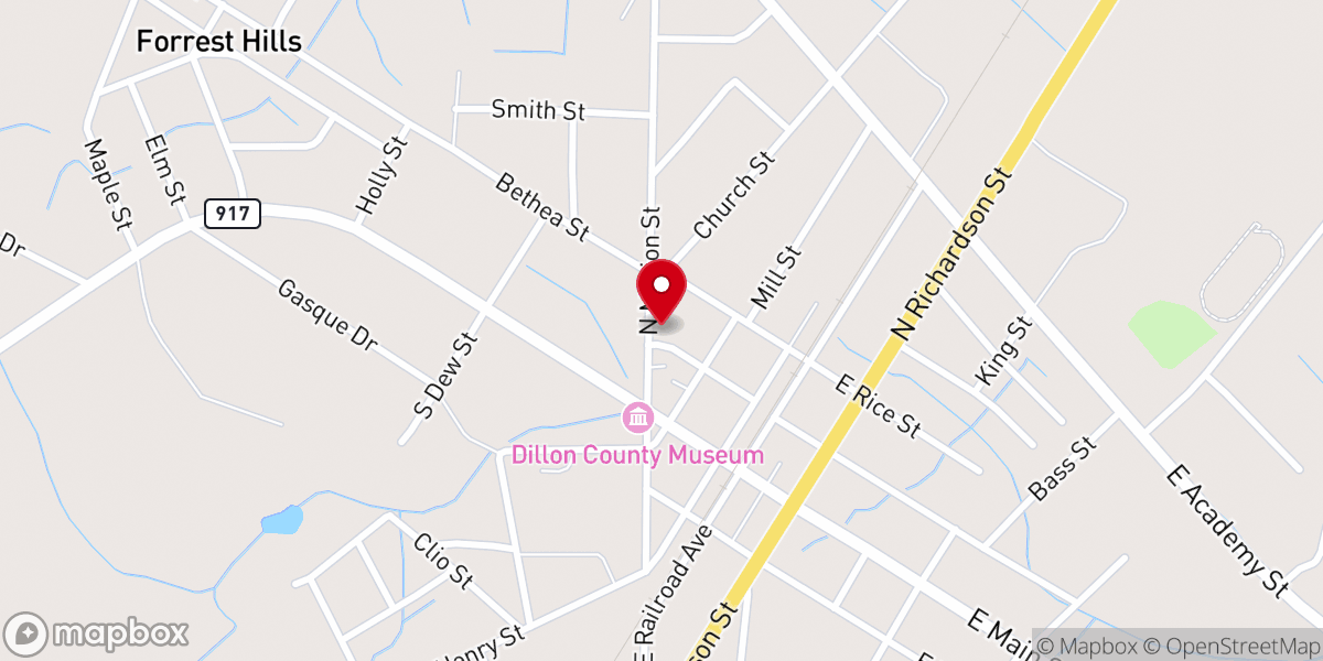 Map showing location of Latta Baptist Church