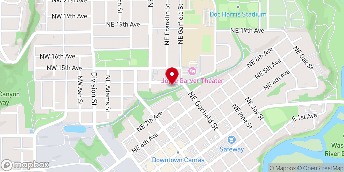 Map showing location of Camas United Methodist Church