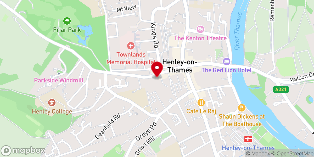Map showing location of Henley Baptist Church
