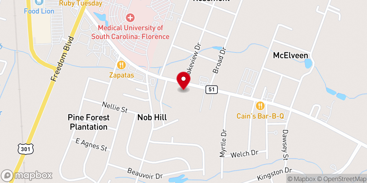 Map showing location of Fellowship Free Will Baptist Church