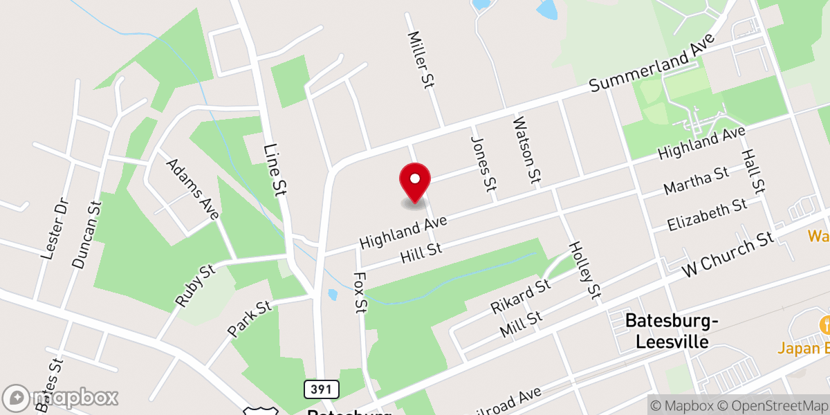 Map showing location of Highland Ave Pentecostal Church