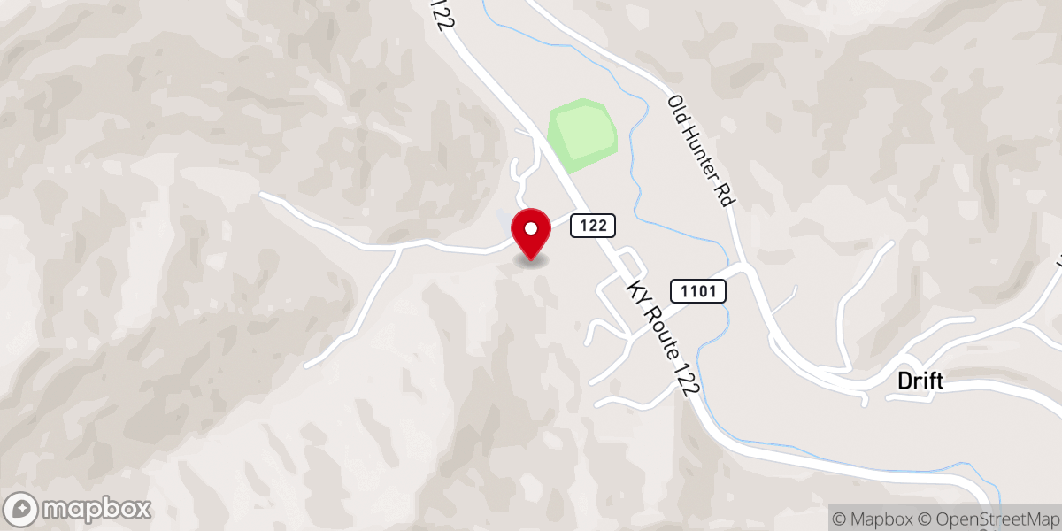 Map showing location of Drift Freewill Baptist Church