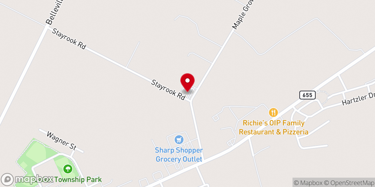 Map showing location of Maple Grove Mennonite Church