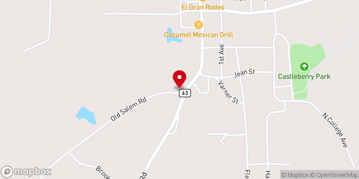 Map showing location of Salem Road Baptist Church