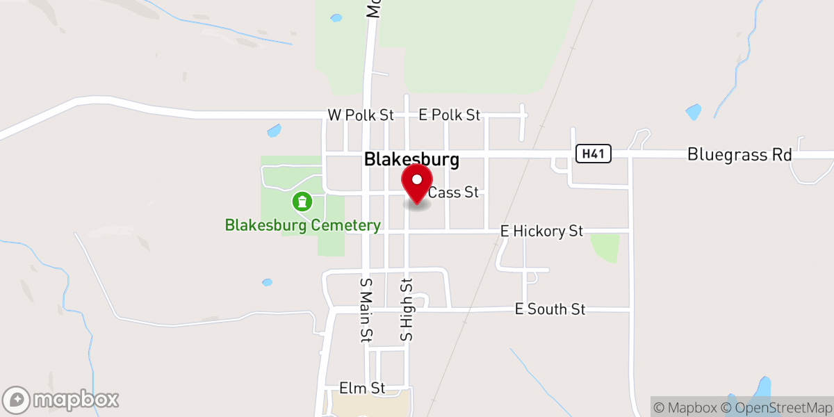 Map showing location of Blakesburg Methodist Church