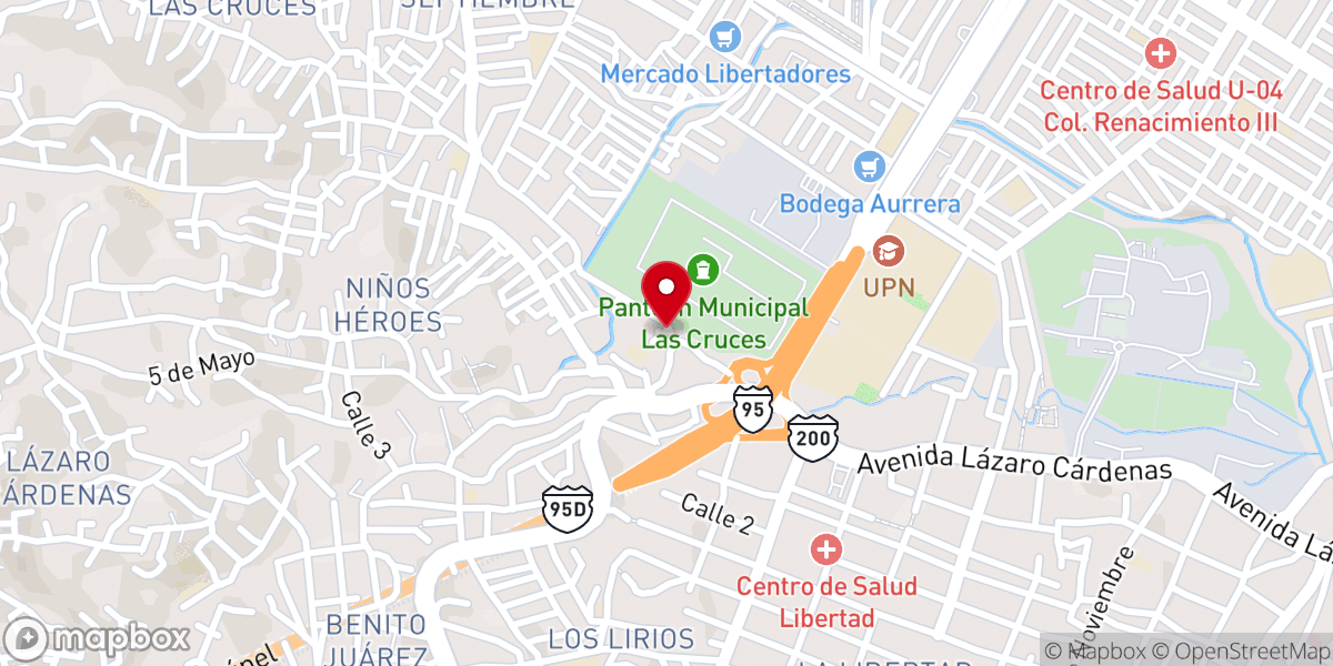 Map showing location of Templo Getsemaní Asambleas de Dios