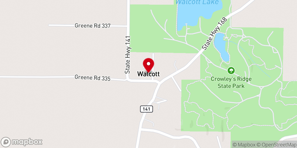 Map showing location of Walcott