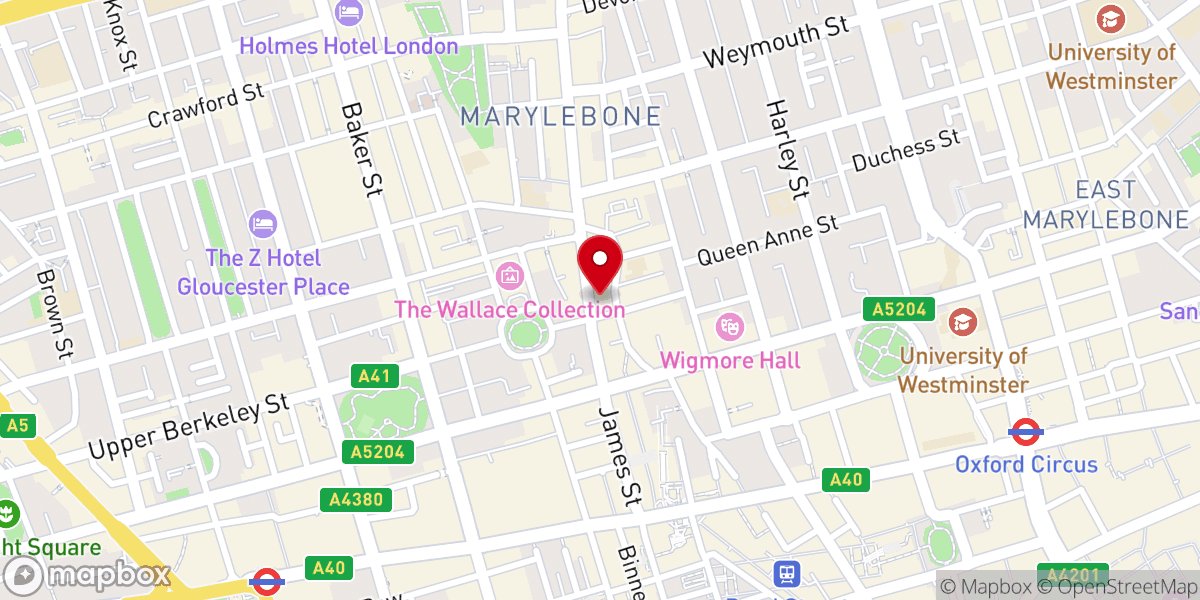 Map showing location of Hinde Street Methodist Church