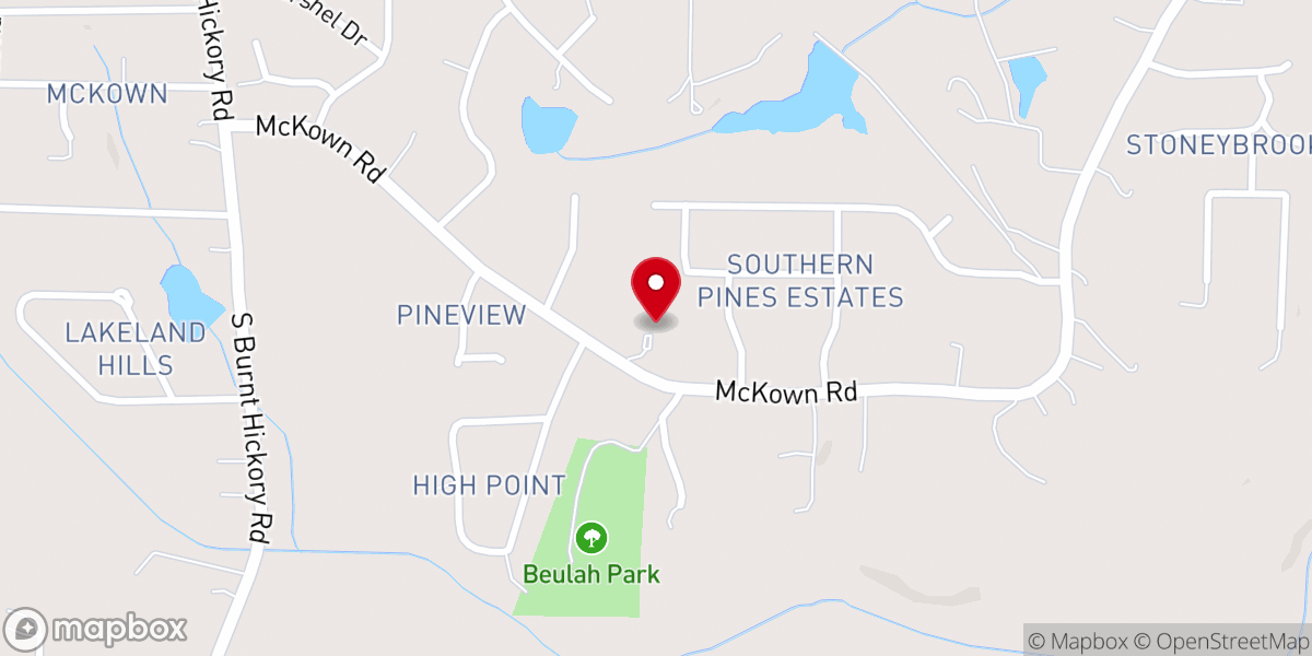 Map showing location of Beulah Church of Christ