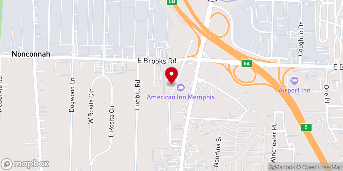 Map showing location of Old Nonconnah Baptist Church