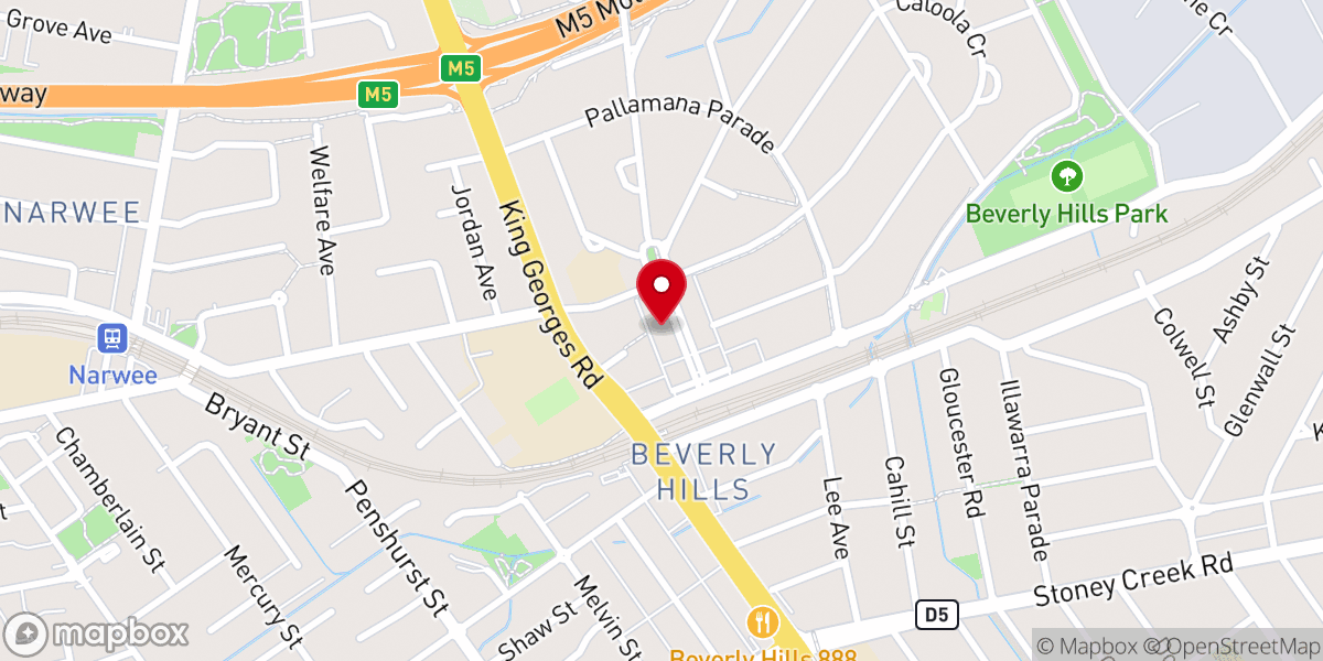 Map showing location of Beverly Hills Baptist Church