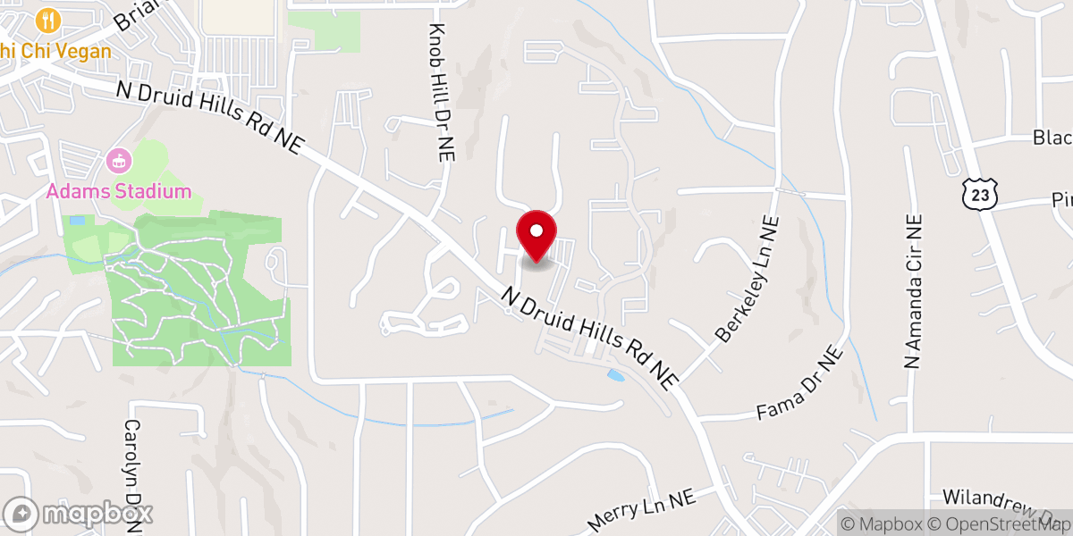 Map showing location of Spiritual Living Center of Atlanta