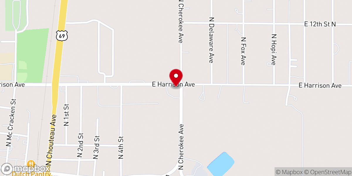 Map showing location of Chouteau Hills Church of Christ