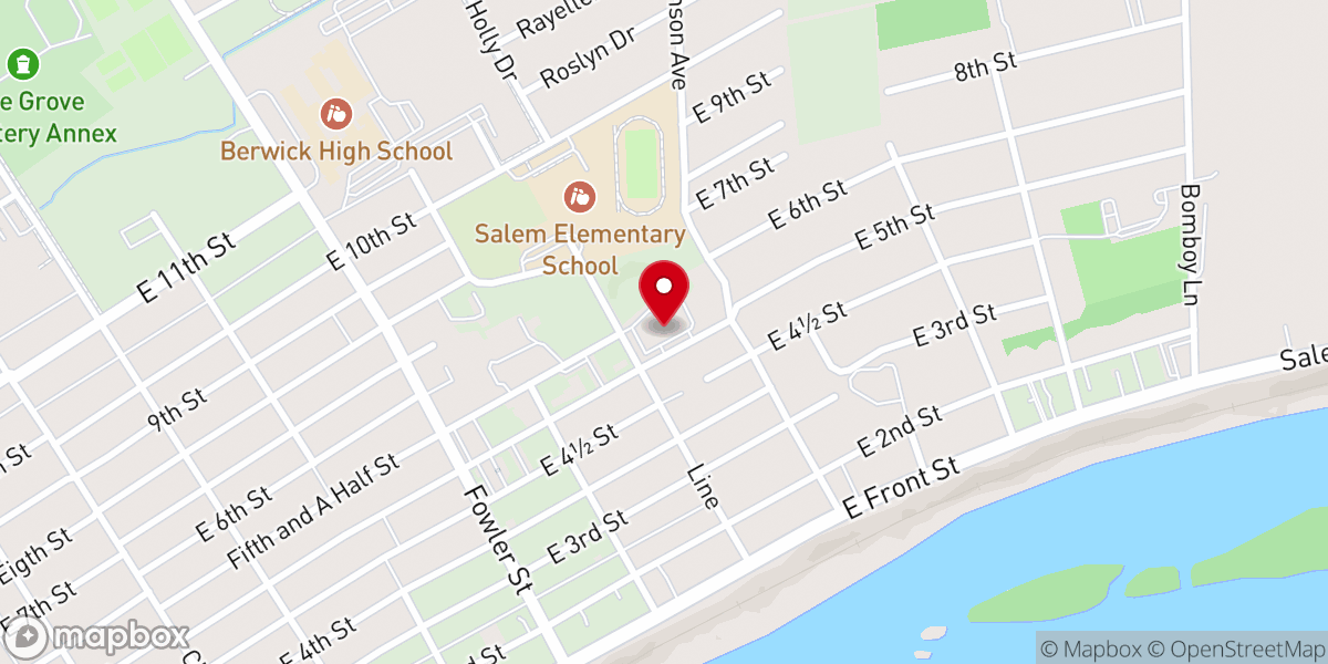 Map showing location of Berwick Assembly of God Church