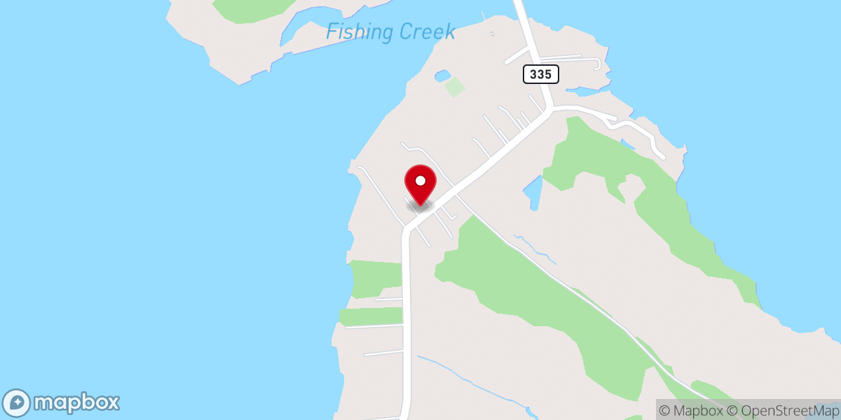Map showing location of Hoopers Island General Store