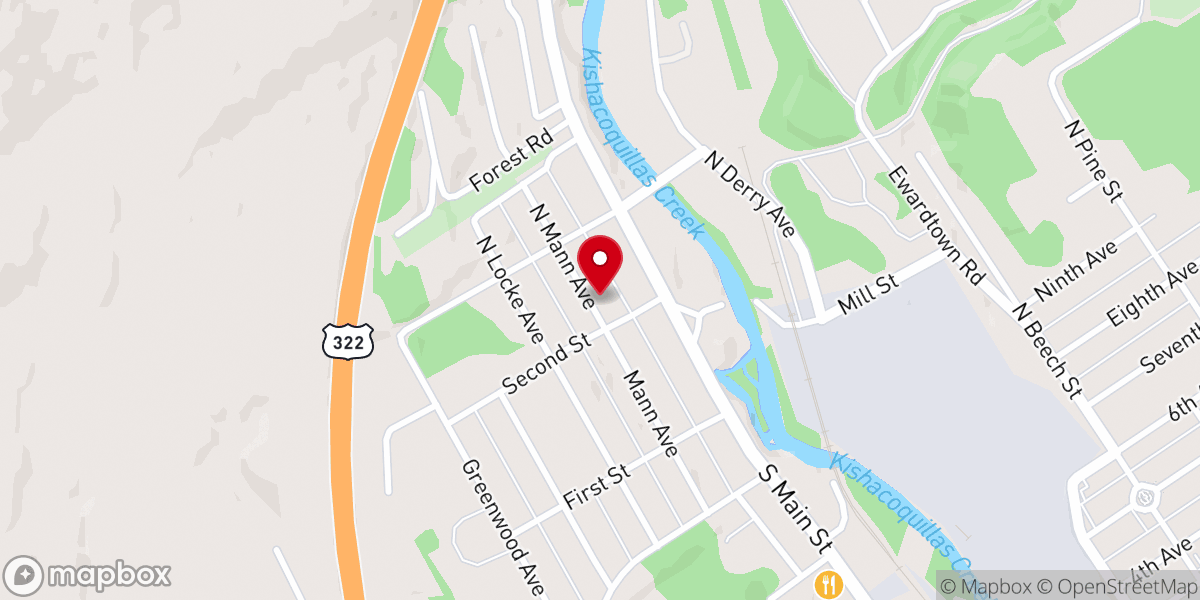 Map showing location of Yeagertown Mennonite Church