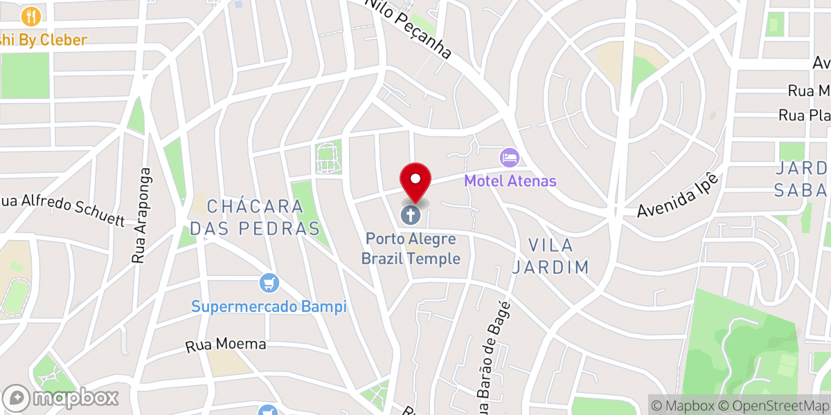 Map showing location of Templo de Porto Alegre Brasil