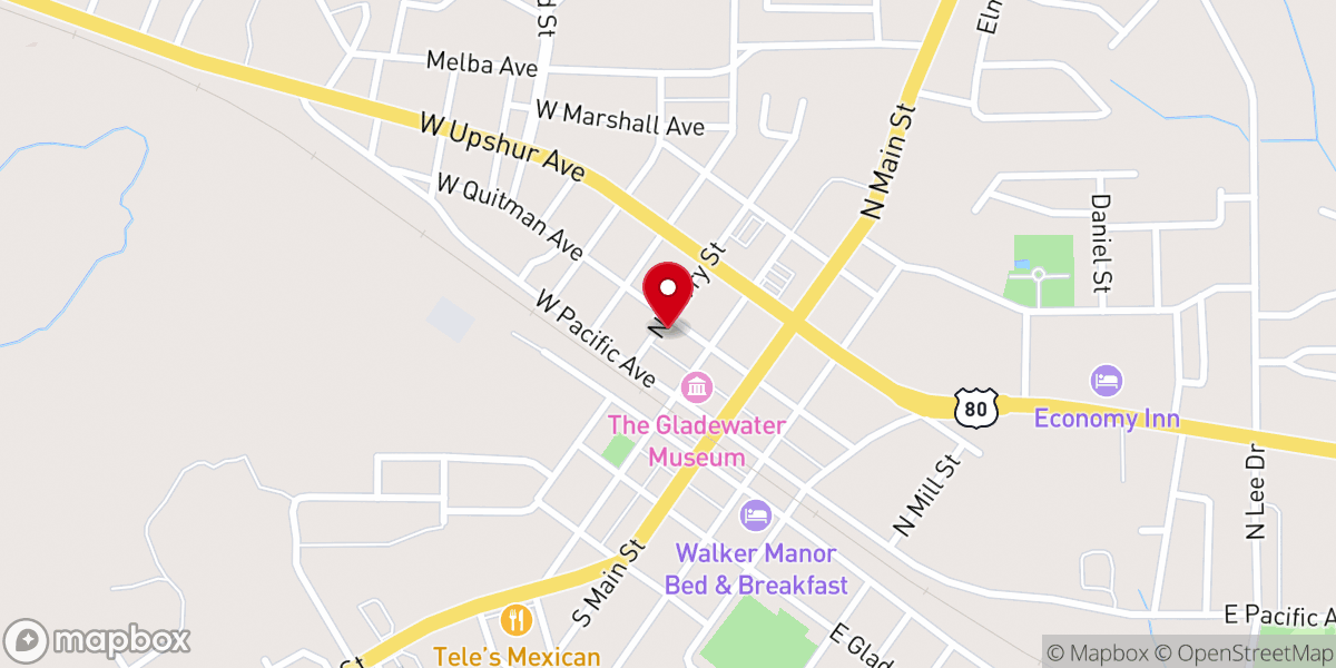 Map showing location of First Methodist Church Gladewater Annex