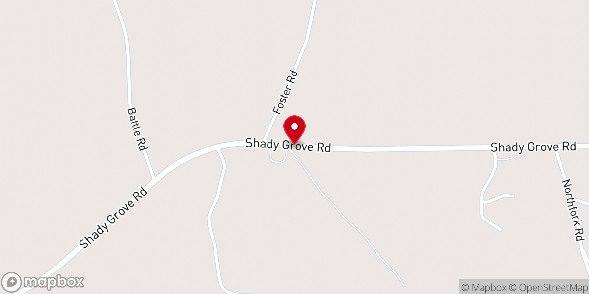 Map showing location of Shady Grove AME Zion Church