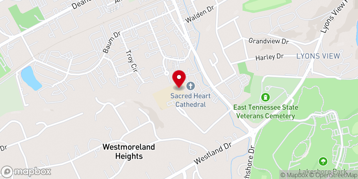Map showing location of Sacred Heart Church and School