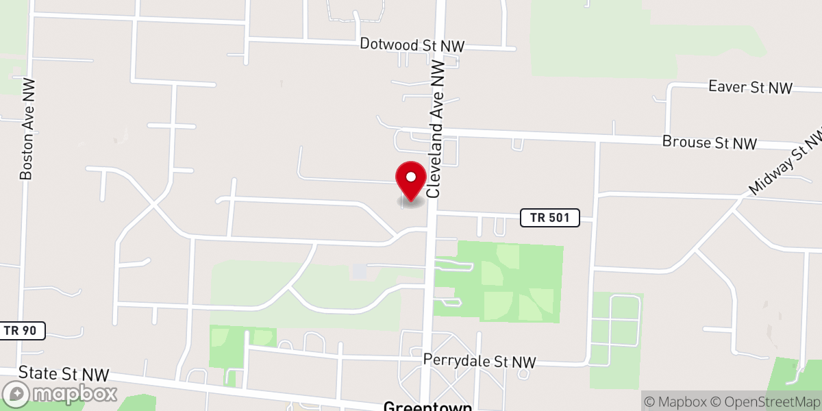 Map showing location of Greentown Baptist Church