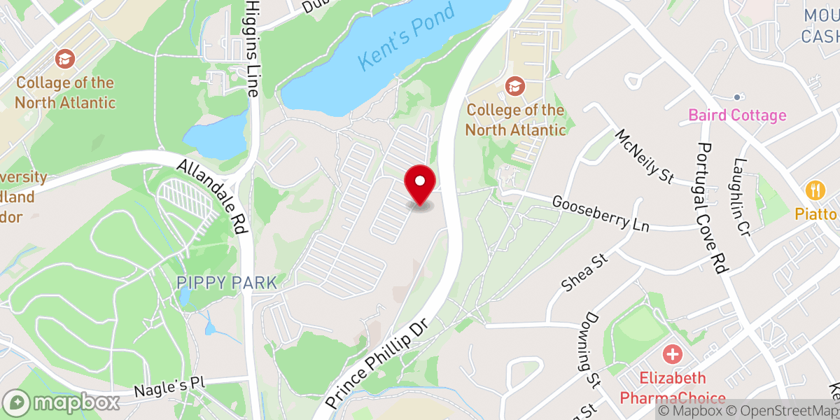 Map showing location of Newfoundland and Labrador Police and Peacekeeper Monument