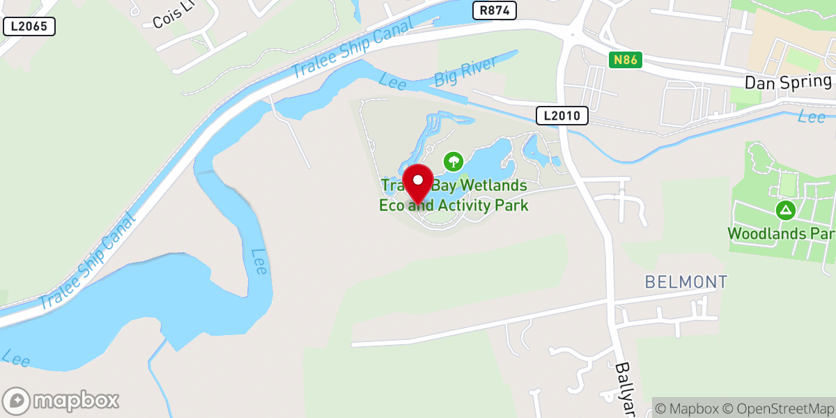 Map showing location of Tralee Bay Wetlands Ecology & Activity Park