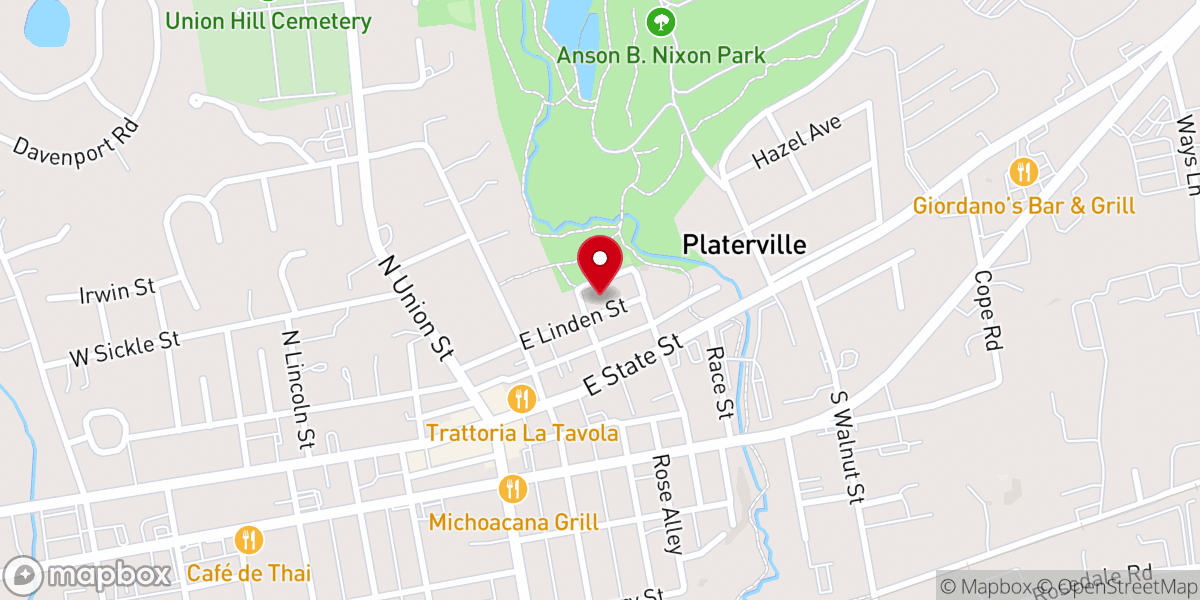 Map showing location of New Garden Memorial Union American Methodist Episcopal Church