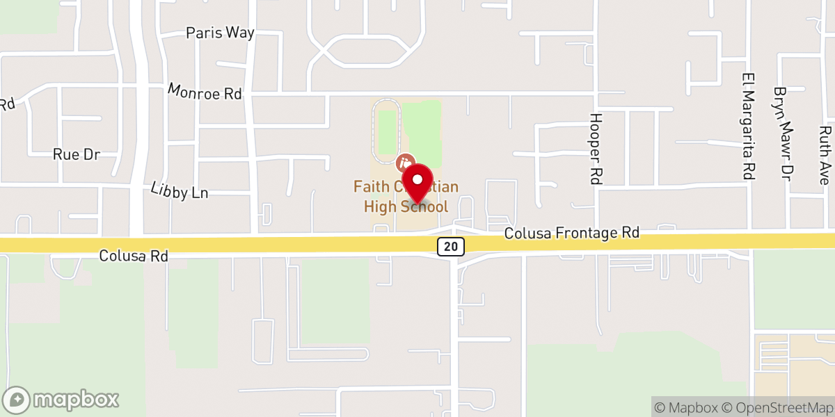 Map showing location of First United Methodist Church of Yuba City