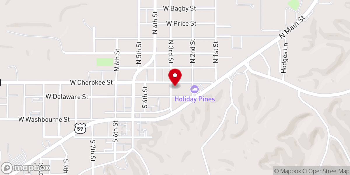 Map showing location of 3rd and Cherokee Church of Christ