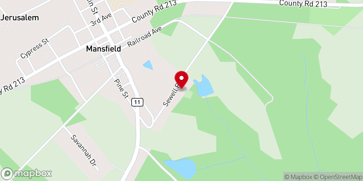 Map showing location of Bethel Grove Baptist Church