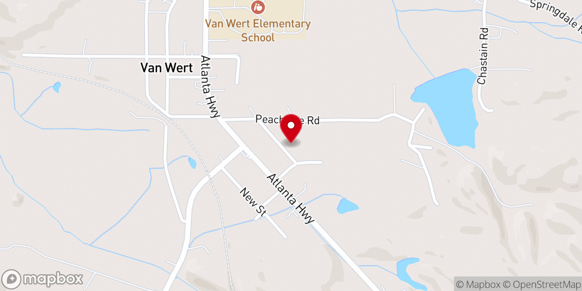 Map showing location of Van Wert Church