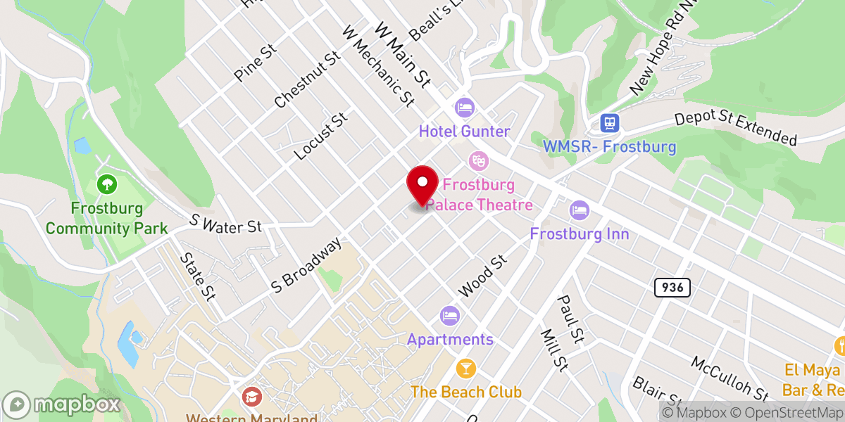 Map showing location of Frostburg Church of the Brethren
