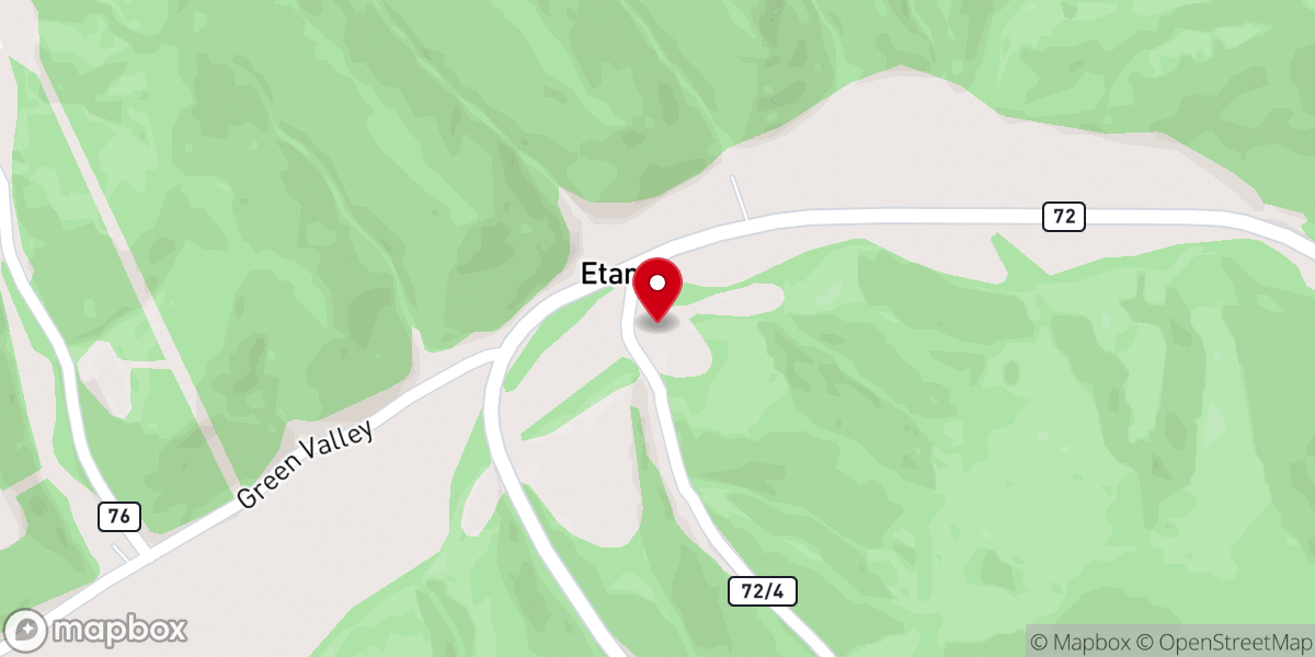 Map showing location of Etam United Methodist Church
