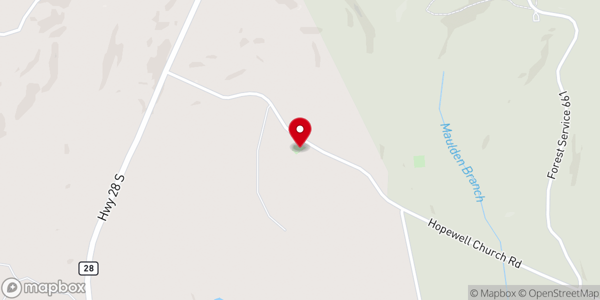 Map showing location of Hopewell Church