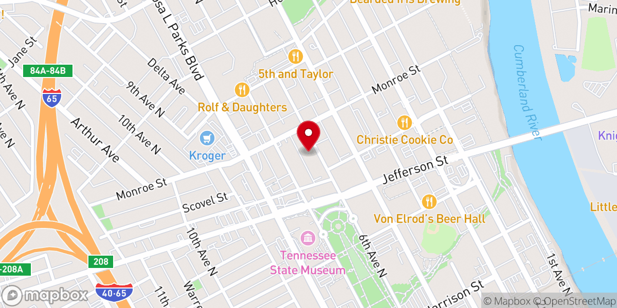 Map showing location of Eighth Street Baptist Church
