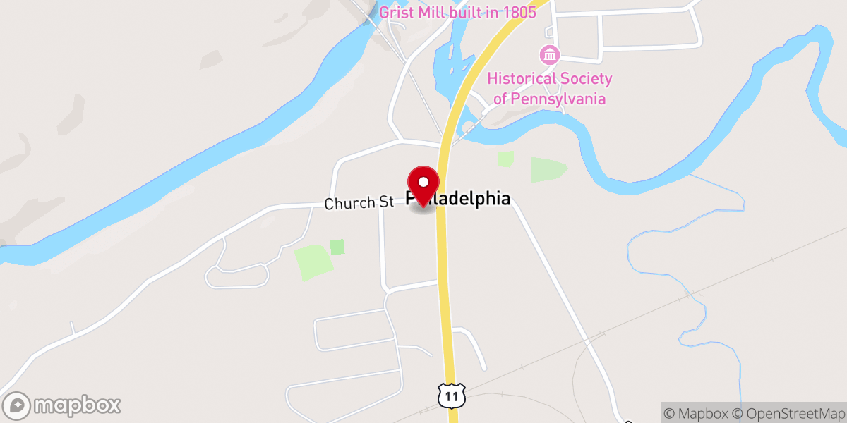 Map showing location of Philadelphia United Methodist