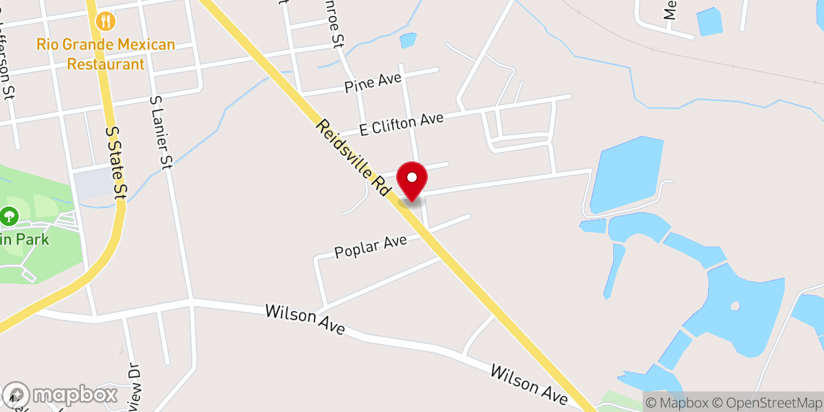 Map showing location of Lyons Free Will Baptist Church Food Pantry