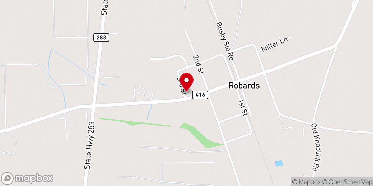 Map showing location of Robards United Methodist Church