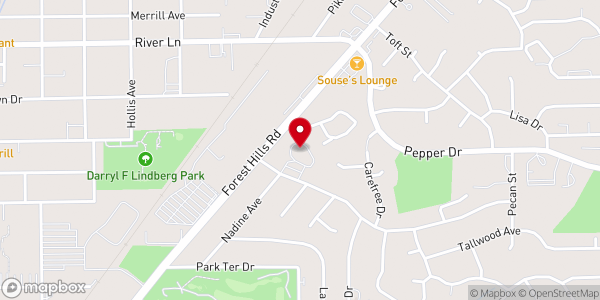 Map showing location of Forest Hills Evangelical Free Church