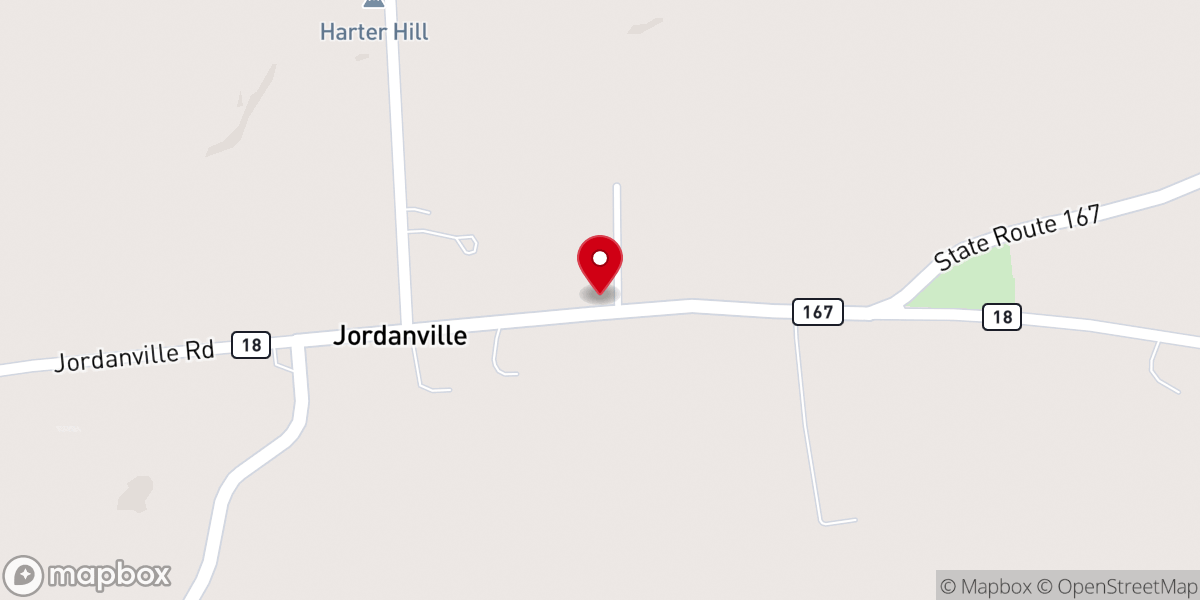Map showing location of Jordanville Ferderated Church