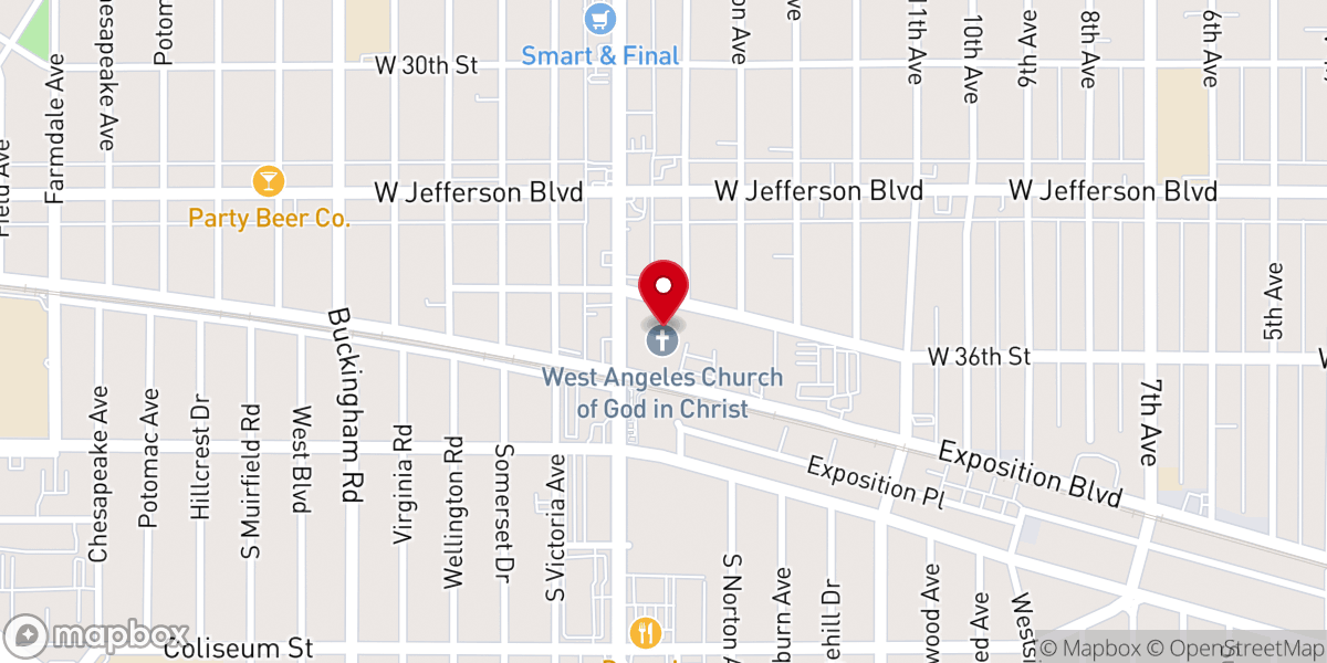 Map showing location of West Angeles Church Of God