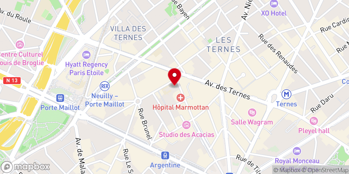 Map showing location of Église Saint-Ferdinand des Ternes