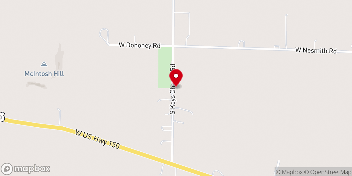 Map showing location of Kays Chapel