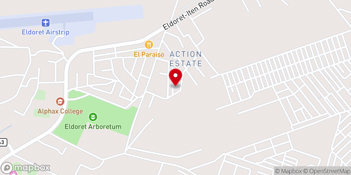 Map showing location of Amani SDA Church Eldoret