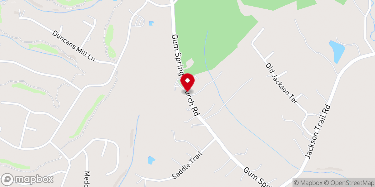 Map showing location of Gum Springs Baptist Church