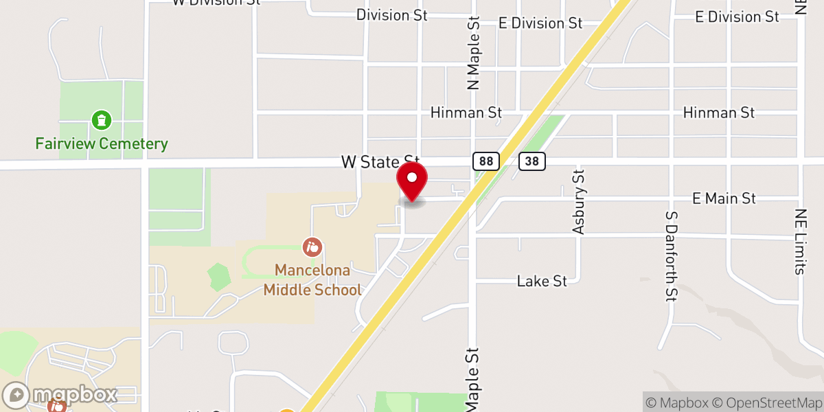 Map showing location of Church of the Nazarene